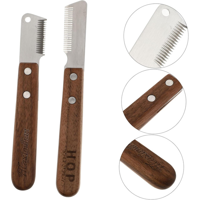 Набір для догляду за шерстю котів: щітка-вичесальник та щітка для вичісування. Ергономічна ручка з дерева для ефективного видалення шерсті та догляду за довгошерстими котами