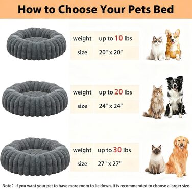 М'яке ліжко для домашніх тварин: ліжко для собак, ліжко для котів, кругла форма, пончик, корзина для собак, подушка для котів, ліжко для кошенят, тепле місце для сну, сірий колір, діаметр 60 см