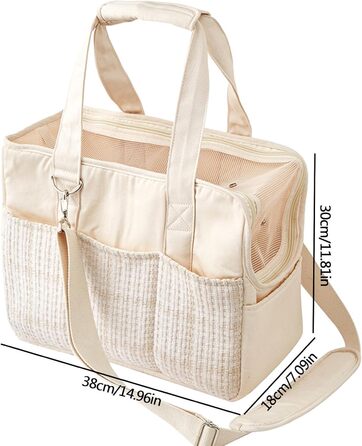 Сумка-переноска для тварин, універсальна, з бавовняного канвасу, для подорожей, дихаюча, портативна, кремового кольору