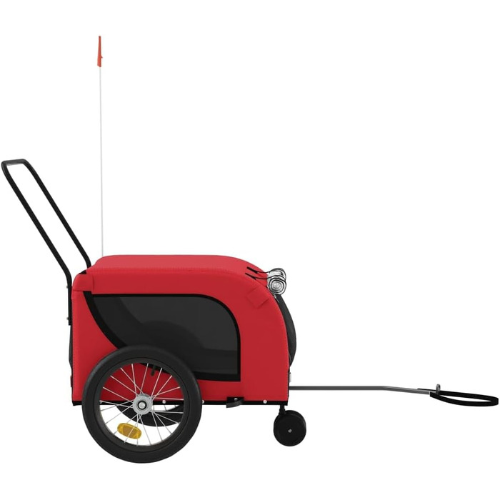 Причіп для собак Fasba: велосипедний причіп для тварин з відбивачами, прапором, червоно-чорний, оксфордська тканина та метал