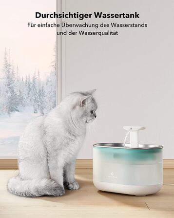 Питний фонтан для котів PETLIBRO, ультратихий, 2,1 л, капсульний, з нержавіючої сталі, два режими подачі води, видимий рівень, BPA-free, з 4 фільтрами, для котів і собак