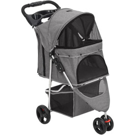Складаний візок для собак vidaXL 80x46x98 см, сірий, оксфордська тканина