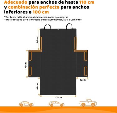 Захисна накидка для багажника KYG Universelle, нейлон, вологостійка, 184x103 см. Захист від шерсті, бруду, рідин для тварин (собак, котів)