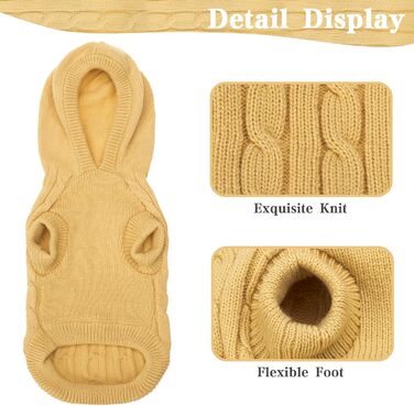 Пуловер зимовий для собак та котів PUPTECK, кремовий, L (Обхват грудей 40 см, довжина спини 40 см)