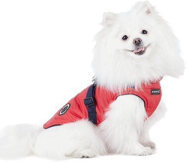 Водонепроникний теплий зимовий одяг для собак Пуппія - червоний, розмір M, з нашийником
