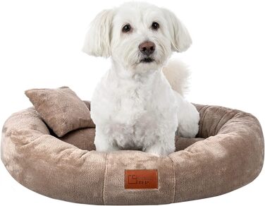 Ліжко для собак Lily для маленьких собак - подушка для собак з тканини Sorisso - м'яка, довговічна, зносостійка, міцна (M, Бежевий)