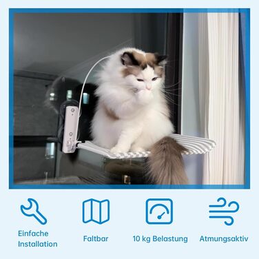 Кішка ліжко на вікно BnbnPup: гамак для котів з міцними присосками до 18 кг, знімний та перевертаний чохол, складна та стабільна конструкція (смужки, L)