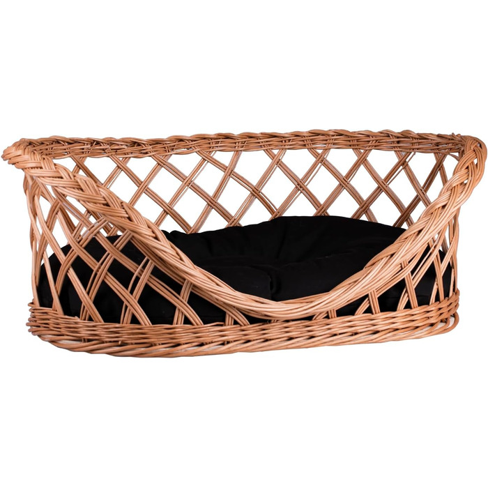 Корзина для собак та котів, лежанка овальної форми, з подушкою, коричнева