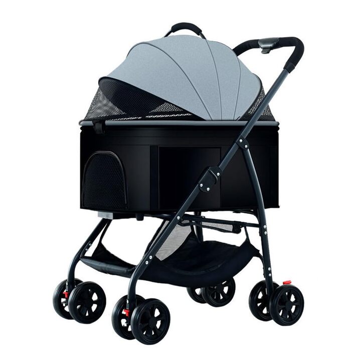 Візок для собак та котів, 2-в-1, сірий, до 15 кг, 56 x 24 x 61 см