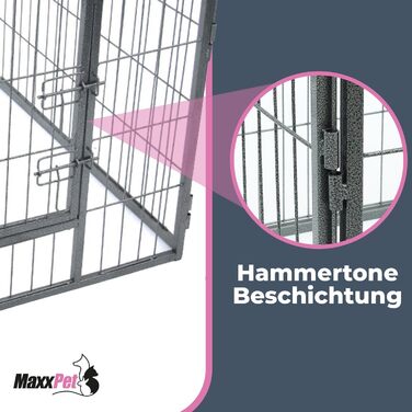 MaxxPet манеж для цуценят, складаний металевий вольєр 101x79 см, 4 секції, регульований, огорожа для собак, високоякісна сталь