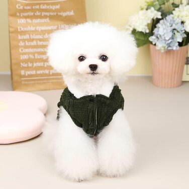 Теплий зимовий пуловер з капюшоном для собак, котів та середніх порід (M, обхват грудей 37 см), класичний зелений