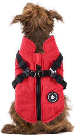 Зимова куртка для собак, флісова, водовідштовхувальна, тепла, для цуценят та собак різних розмірів (червона, S)
