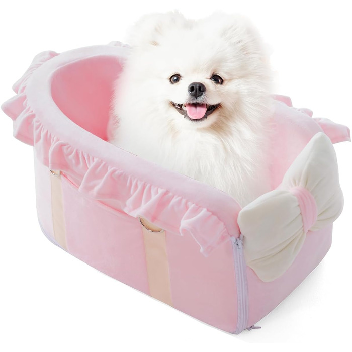 Автокрісло для собак Jaoul - зручне, з регульованими ременями, для маленьких собак, рожеве