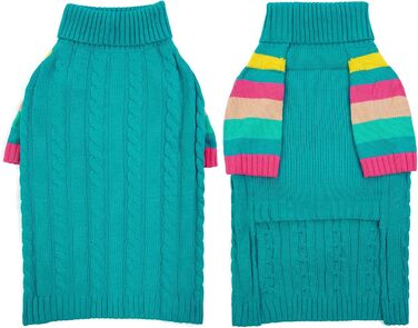 Теплий собачий светр з коміром для холодної погоди. Для чихуахуа, бульдога, такси, мопса, йорка (блакитно-зелений, S)