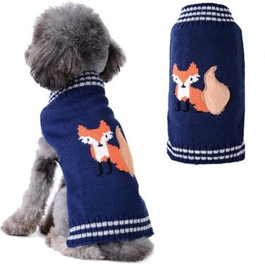 Пуловер для собак на Новий Рік, костюм для домашніх тварин, теплий зимовий пуловер, в'язана одяг для собак, котів та цуценят, XL, Marinefuchs (Морський лис)