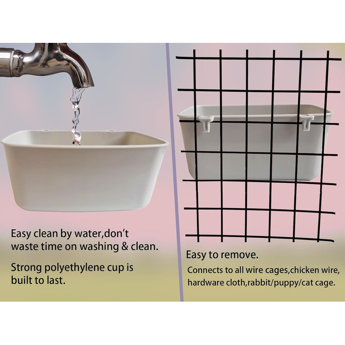 Кормушка для клітки AMZSYLV для кроликів, птахів, 600 мл, для корму та води, ласощів, цуценят, підвісна годівниця, миска, 26 шт., сіра