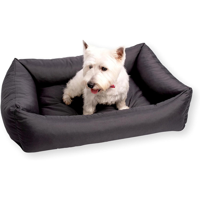 Водонепроникне собаче ліжко 4L Textil Koko для великих собак, корзина, знімний та пральний чохол, подушка, графіт (80x60 см, сірий)