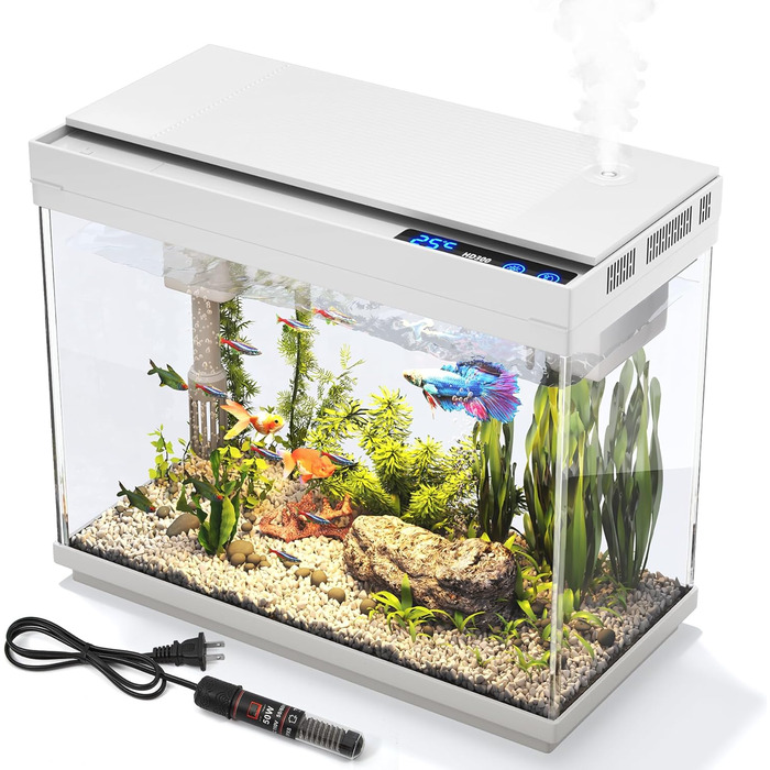 Акваріум Vehipa Nano 9L з підсвіткою, фільтром, обігрівачем та зволожувачем повітря (білий)