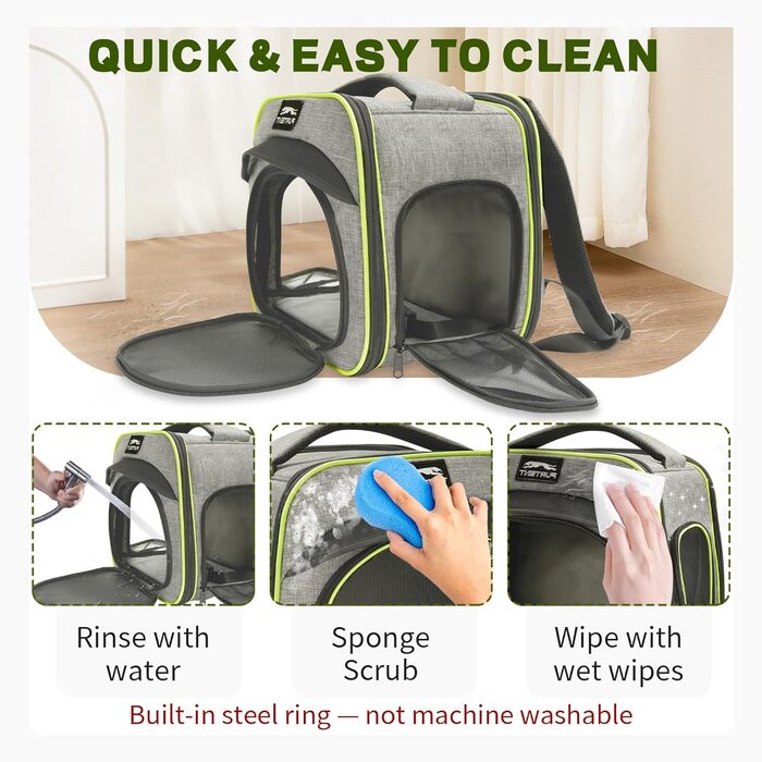 Сумка-переноска для тварин, складна, дихаюча, з леєрою, для цуценят, кошенят, морських свинок (до 3,6 кг), сіро-зелена