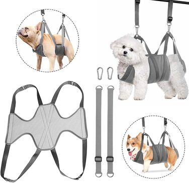 Гамак для грумінгу тварин OVIVER, зручний, портативний, для собак та котів (сірий, M)