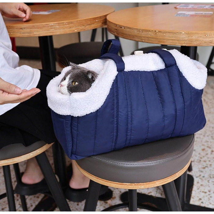 Транспортна сумка для собак та котів, для цуценят, миється, складається, з безпечним шнуром, з ручками, широке дно, темно-синій