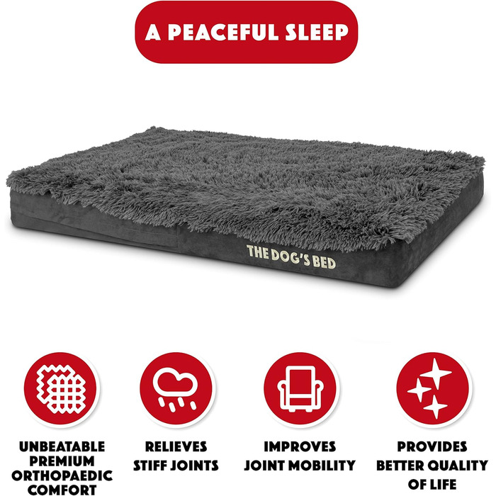 Ортопедичне ліжко для собак, велике, з штучного хутра, 101 x 64 x 10 см, вологостійке, з піною з пам'яті, сіре