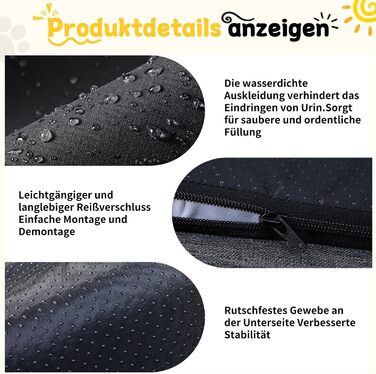 Ортопедичне ліжко для собак середніх та великих порід 109x84x21 см, високощільна піна з високим пружним ефектом, знімний водонепроникний чохол, зручне та антиковзаюче, темно-сірий колір