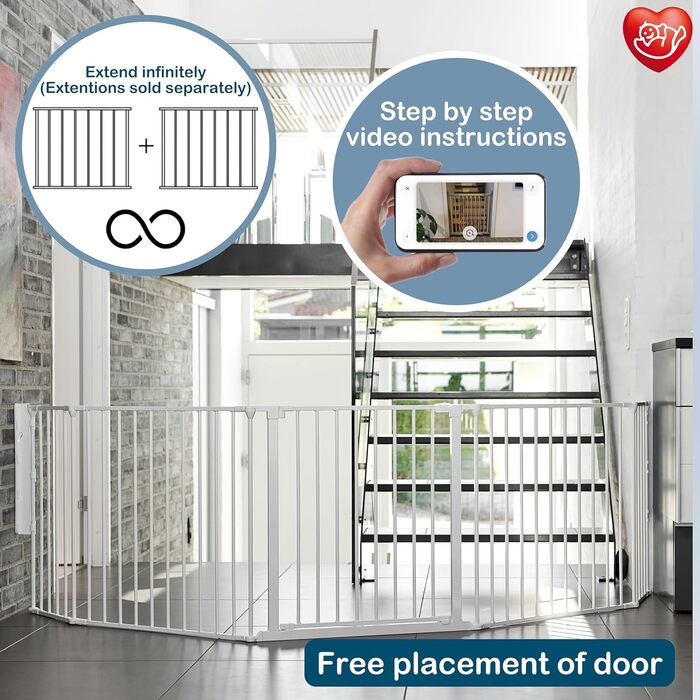 Захисне бар'єр BabyDan Flex XXL, 90-350 см, чорний, датського виробництва - для каміну, сходів, поділу кімнат, безпеки дітей та тварин