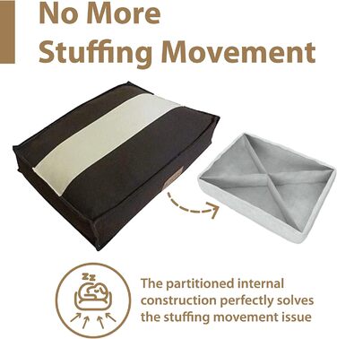 Гніздо для собак Ellie-Bo середнього розміру 71x48x10 см з стьобаним покриттям у смужку (чорний/коричневий) для клітки 76,2 см, XXL (117x75x10 см)