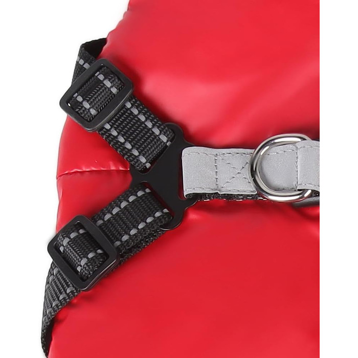 Водонепроникна куртка для собак 2-в-1 зі вбудованим шлейкою – відбиваюча зимова куртка для маленьких, середніх та великих собак, червона L