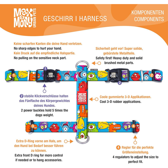 Нашийник для собак Max & Molly H-подібної форми, Ultrabequemes Geschirr Hund, Neopren, XS, для маленьких собак, з підкладкою, безпечний та ультралегкий, для комфорту вашого улюбленця