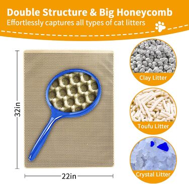 Килимок під лоток для котів, великий, 119,4 x 122 см, XXL, вологостійкий, антиковзкий (Хакі)