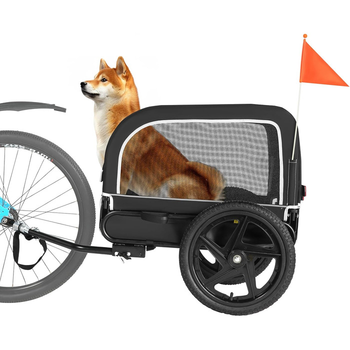 Фаркоп для велосипеда для собак маленьких та середніх порід - до 23 кг, складний, з швидкознімними колесами, чорний