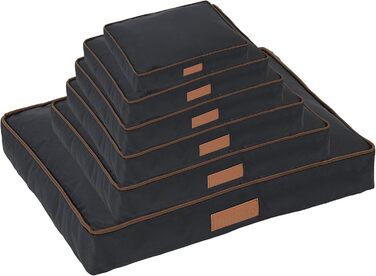 Ліжко для собак Ellie-Bo, розмір S, 56 x 41 x 10 см, чорний з коричневими паспалями. М'який матрац, водовідштовхувальний матеріал Oxford, наповнювач: поліестер. Підходить для клітки 61 см