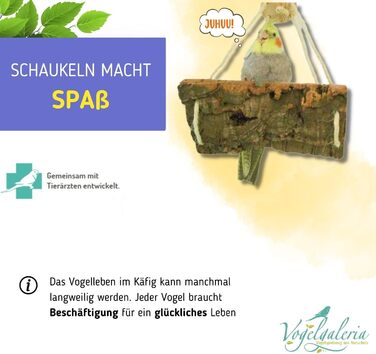 Качеля з корку Vogelgaleria M для птахів – сидіння та точильний камінь