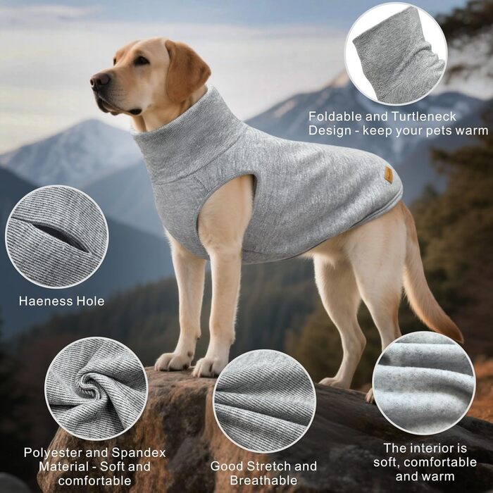 Світшот для собак Mosucoirl: теплий пуловер для маленьких, середніх та великих собак XS-4XL сірого кольору