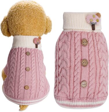 Пуловер для собак з коміром-горловиною, теплий зимовий одяг для собак та кошенят, теплий одяг для собак середнього розміру (Medium)