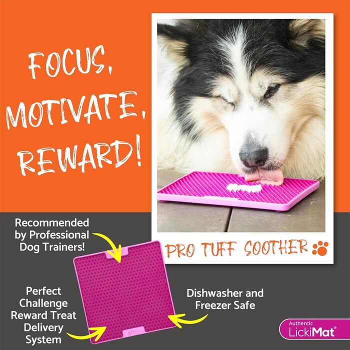 LickiMat PRO Tuff для собак: міцна інтерактивна килимок-іграшка для собак, заспокоює, альтернатива пазлам та повільному годувальнику, підходить для арахісової пасти, йогурту, корисних смаколиків, фіолетовий