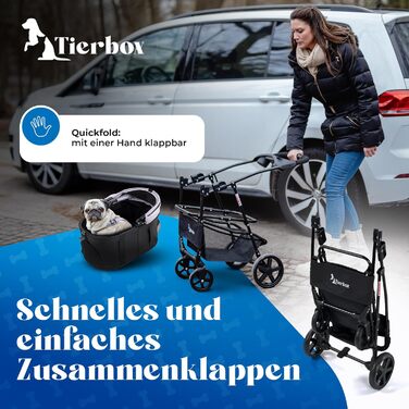 Tierbox Будь-куди: візок для собак до 10 кг, складний, для маленьких собак та котів, рожевий