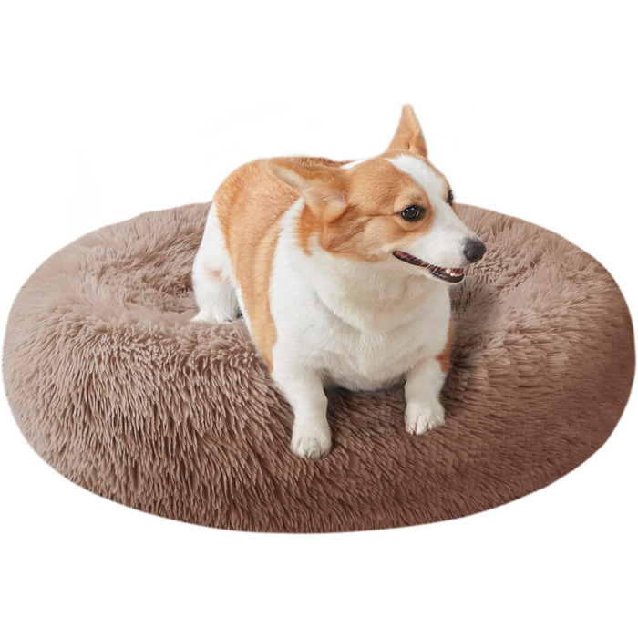 Кругле ліжко для котів та собак Nisrada, 60 см, Khaki, з неслизьким дном