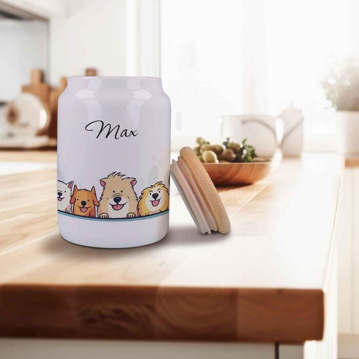 Банка для ласощів з гравіюванням - персоналізована з ім'ям для собак та котів - ідеально для зберігання корму