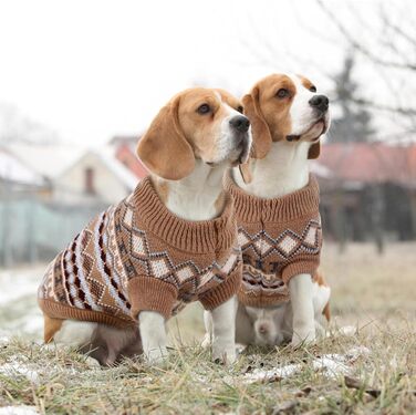 Теплий пуловер для собак - Boho стиль, різдвяний, з отвором для повідка, для чихуахуа, йоркширського тер'єра, джек-рассела, XS, колір кава