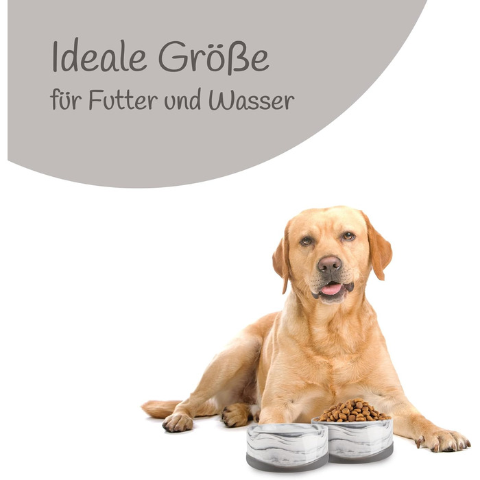 Набір мисок для собак з кераміки (2 шт., сірий, 400 мл) - для маленьких та великих собак, з неслизьким дном, придатні для миття в посудомийній машині