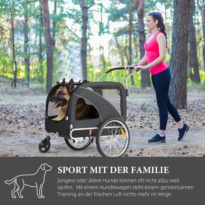 Трансформер для собак XL: велосипедний та візочок 2-в-1, до 40 кг, сірий