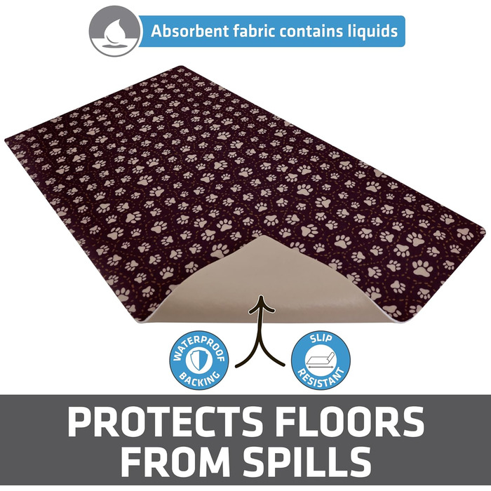 Підкладка для собак та котів Drymate, вбираючий матеріал, водонепроникна основа, антиковзаюча, для прання в машині, міцна, 30,5 x 50,8 см, кольори: Індійське літо Туркіс, Paw Path Tan