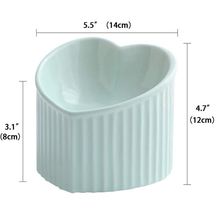 Підвищена годівниця для котів, керамічна - годівниця для котів з нахилом, анти-блювотний миска, 180 г, зелена