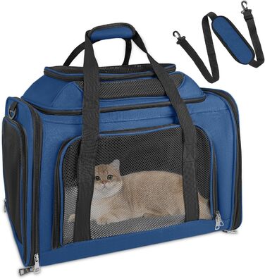 Транспортна сумка для кота/собаки TOFFCAEA, переноска для тварин, складана, 6 кг, для середніх собак та котів (Блакитний, 43 x 28 x 28 см)