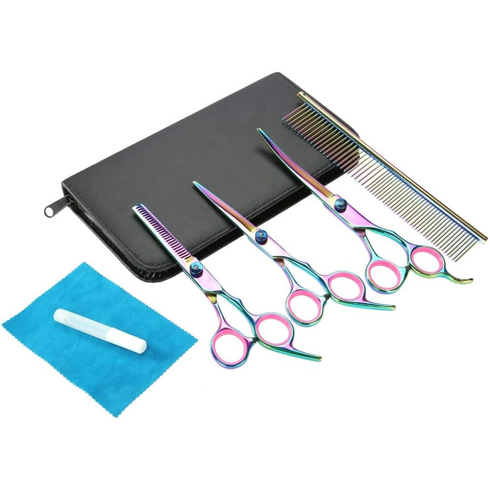 Набір ножиць для собак Sonew 6 шт. з нержавіючої сталі, кольоровий, для стрижки та грумінгу