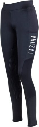 Лазура - Теплі рейтузи для верхової їзди для дітей та жінок Емілія | Утеплені термо-рейтузи з силіконовим повним обхватом | Рейтузи для верхової їзди для хлопчиків та дівчаток з флісовою внутрішньою стороною | Дитяча та жіноча верхова екіпіровка 176 Чорни