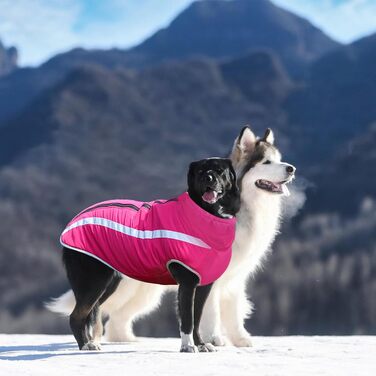 Зимова куртка для собак, тепла водонепроникна куртка для середніх та великих собак, флісова підкладка, світловідбиваючі елементи, для Лабрадора, Бульдога, Самоеда (5XL/60см, Рожевий)